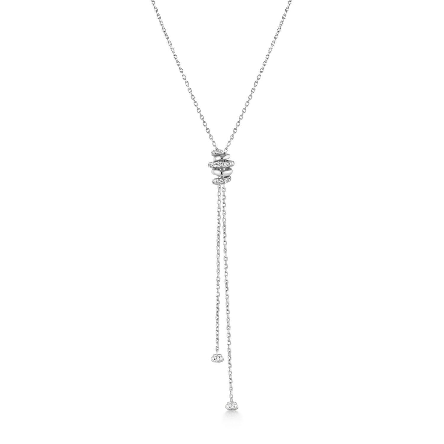 Tide Echo - Link necklaces - Silver / Rhodium plated - Zirconia - 53cm